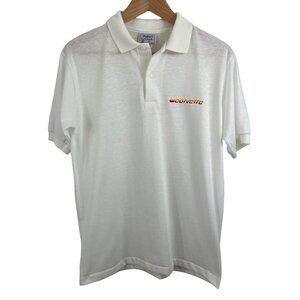 Vintage Corvette White Polo Shirt Mens Size Medium Short Sleeve Mallard Creek